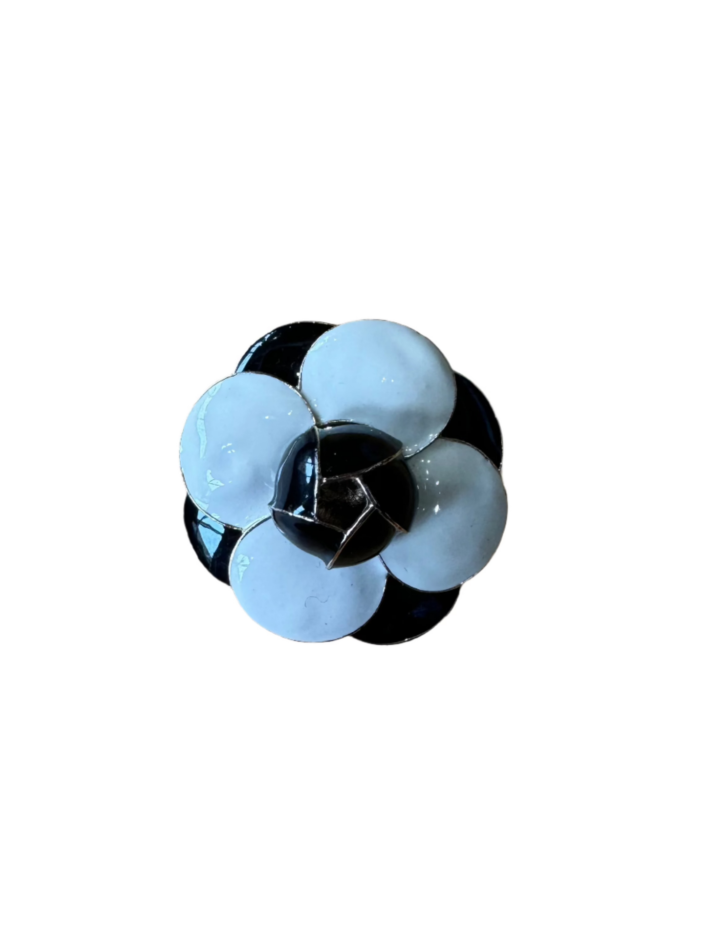 Black and White Flower Brooch