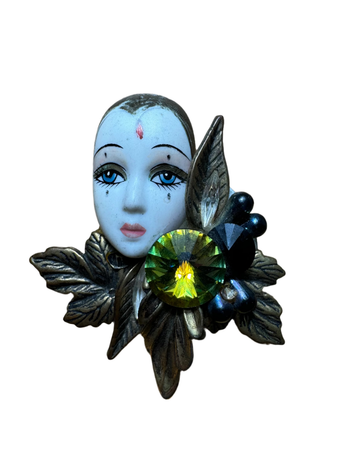 Porcelain Face Brooch