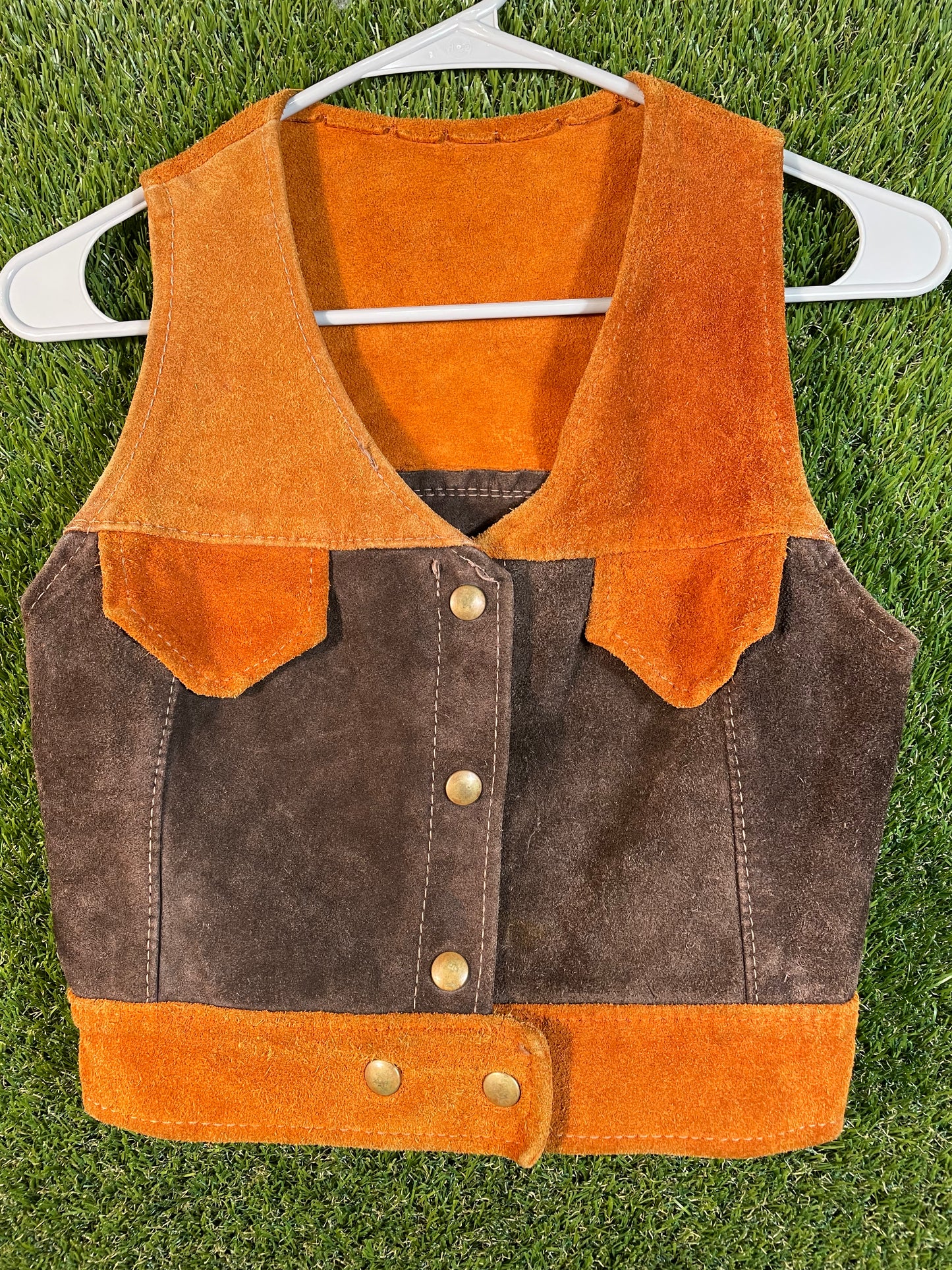 Leather Orange and Brown Kid's Vest