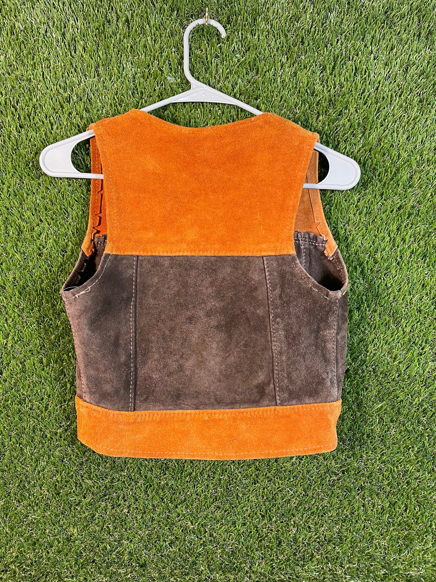 Leather Orange and Brown Kid's Vest
