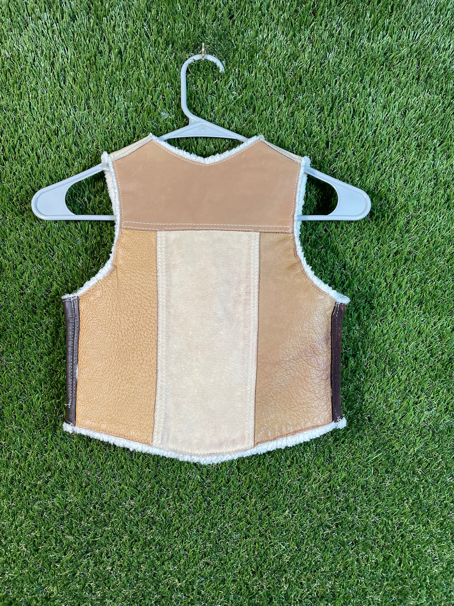 Genuine Leather Red Patch Leather Kid's Vest