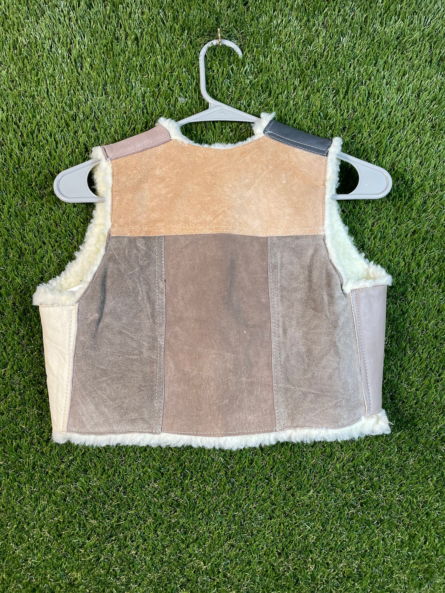 Genuine Leather Blue Multicolor Kid's Vest