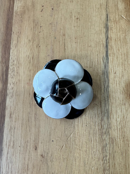 Black and White Flower Brooch