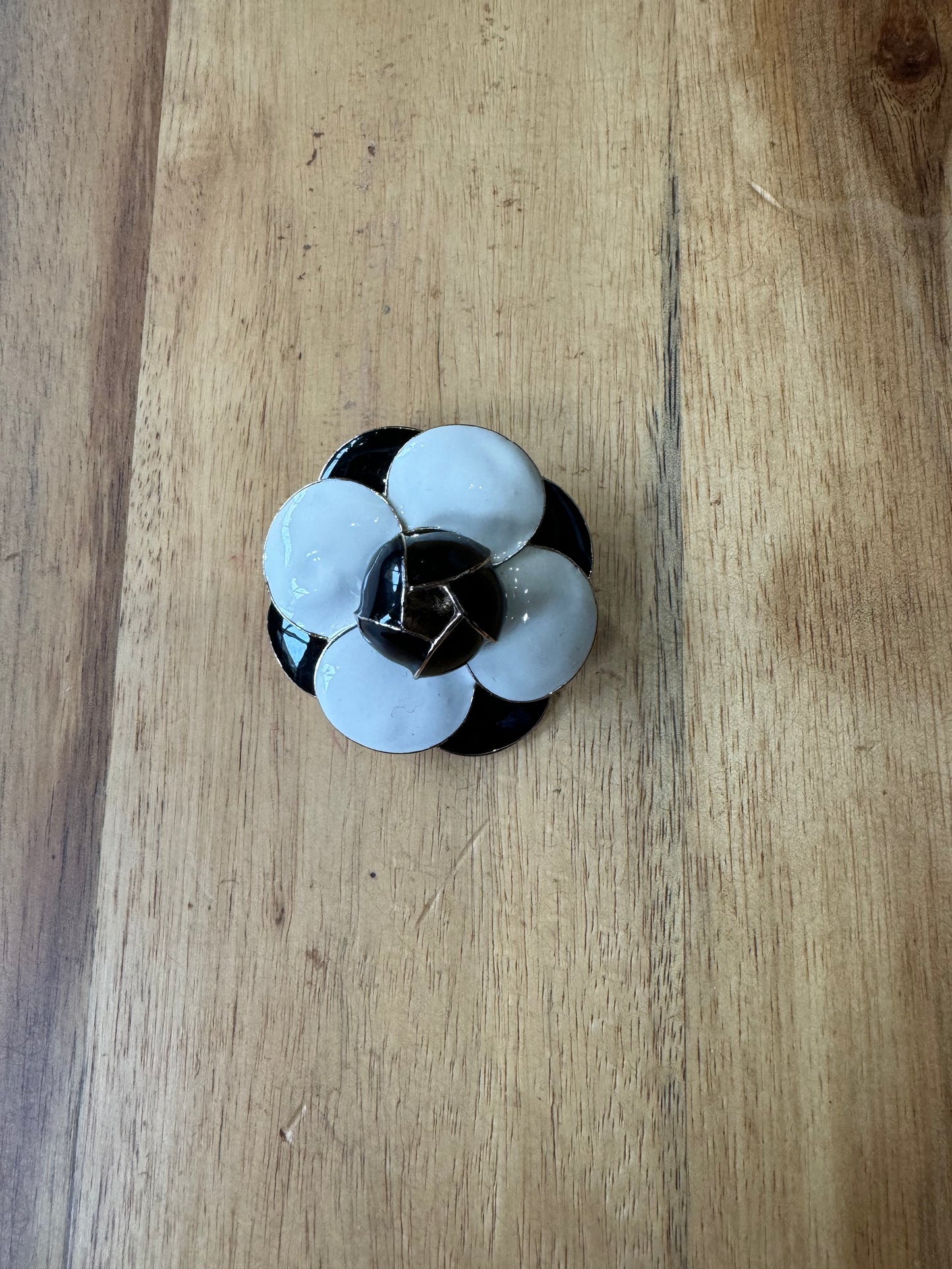 Black and White Flower Brooch