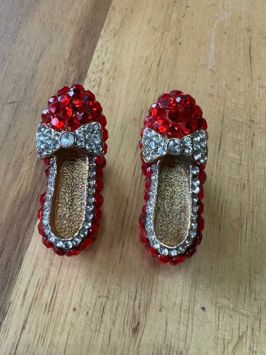 Ruby Slippers Clip On Earrings