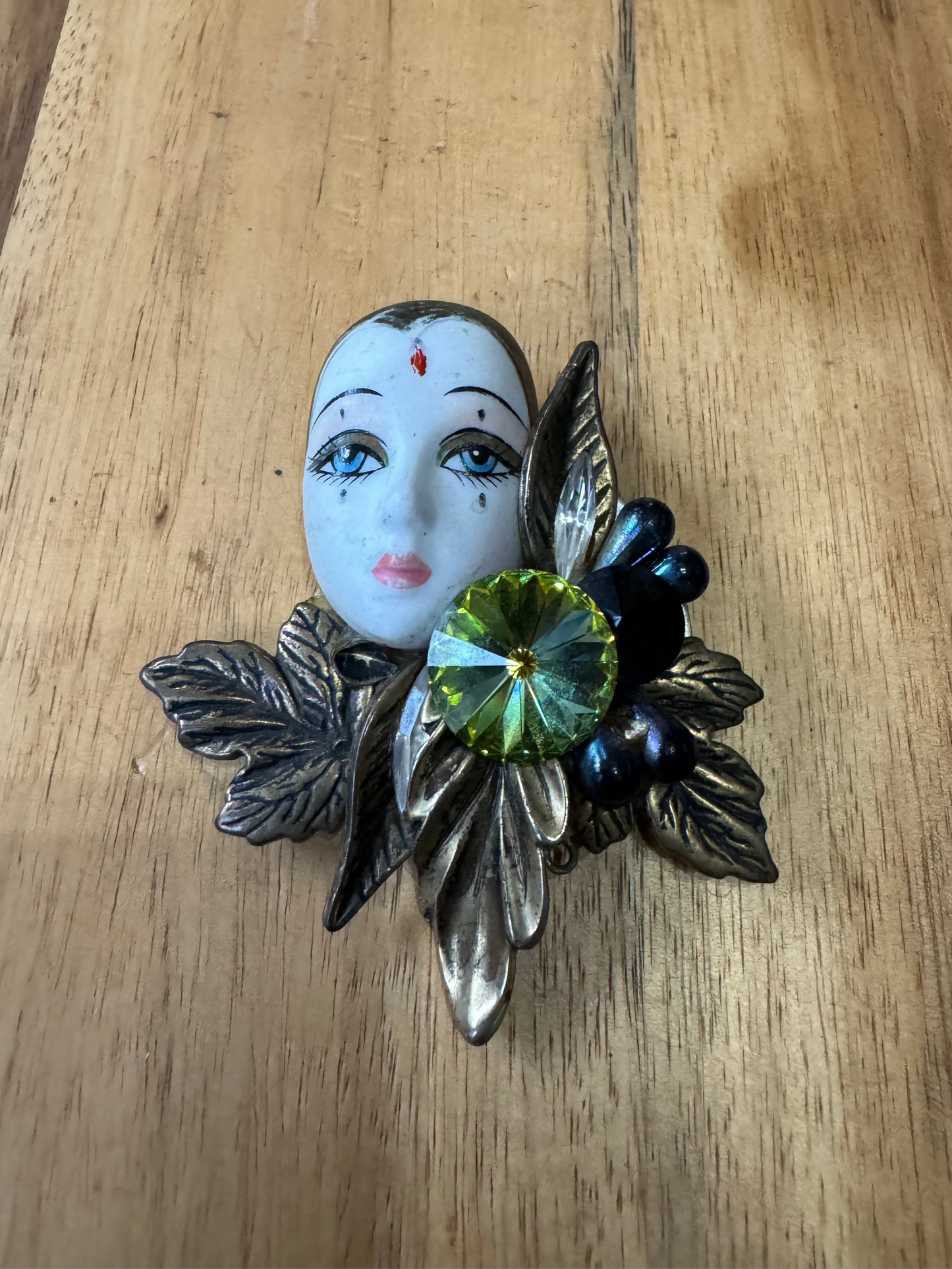 Porcelain Face Brooch