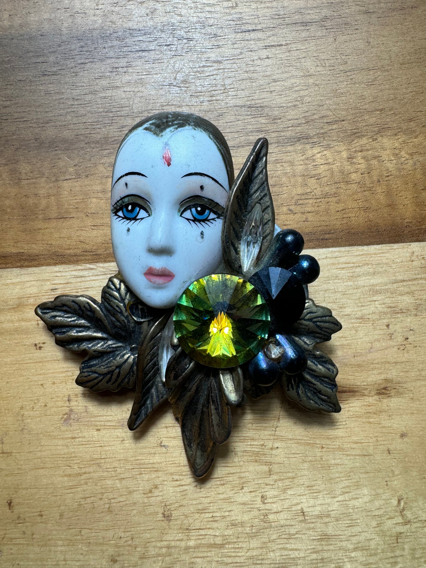 Porcelain Face Brooch