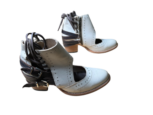 Freebird Women's Leather White Strap Heels