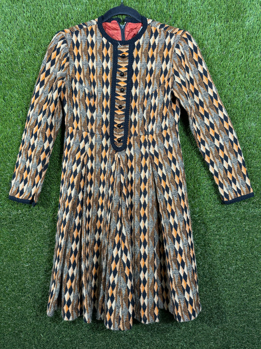 70's Vintage Women's Orange Tweed Dress