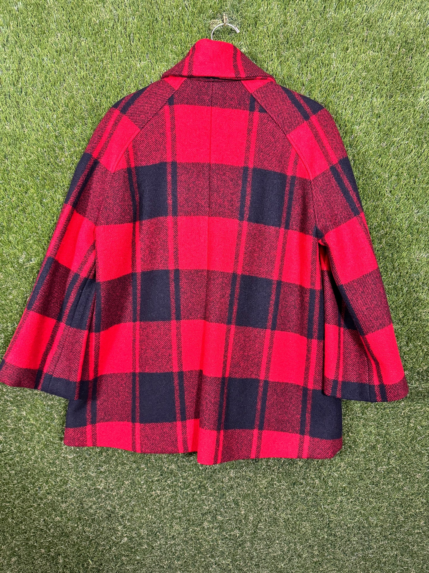 Women's Plaid Button Up Wool Coat