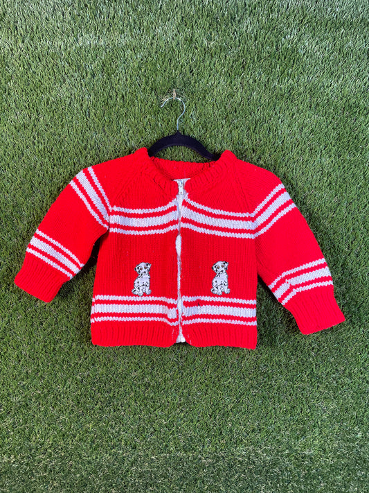 Dalmatian Hand Knit Red Kid's Sweater