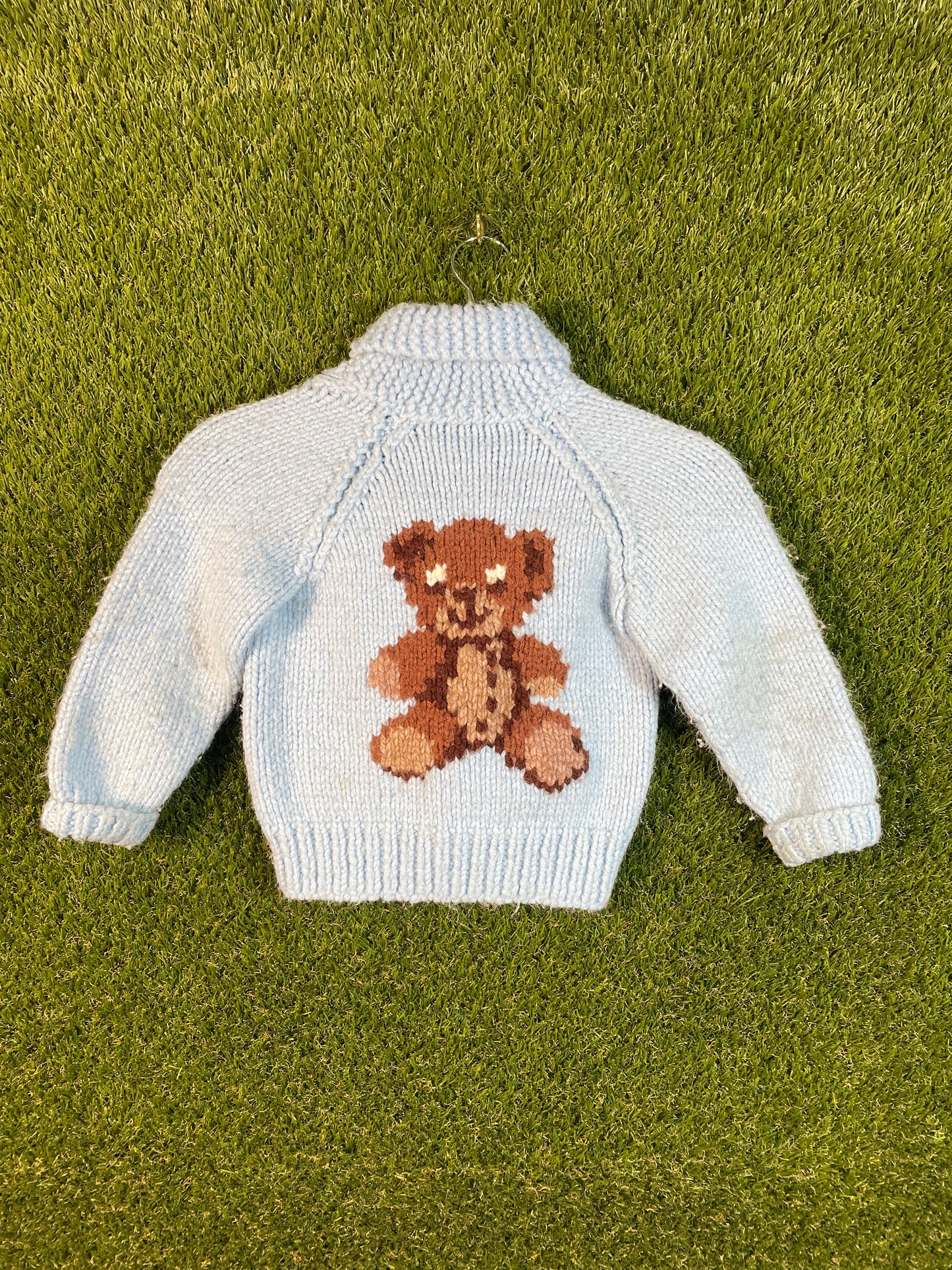 Teddy Bear Blue Knit Kid's Sweater