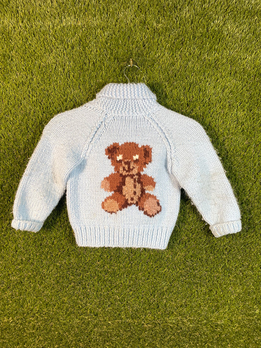 Teddy Bear Blue Knit Kid's Sweater