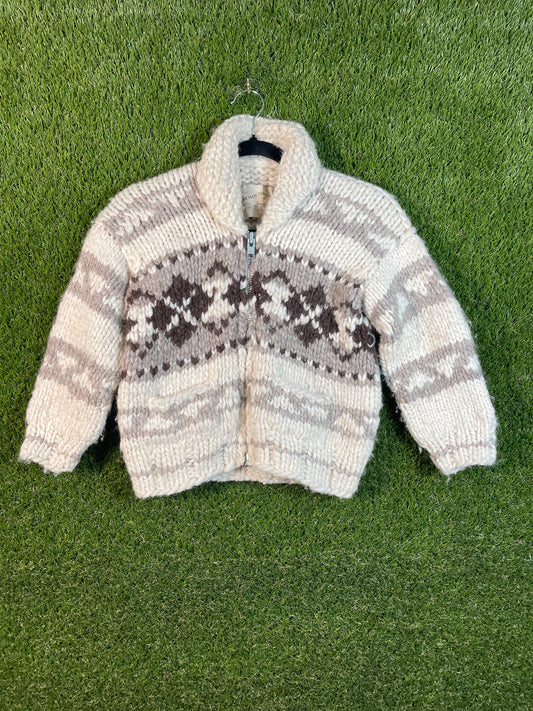 Cowichan Cream Kid's Zip Up Sweater