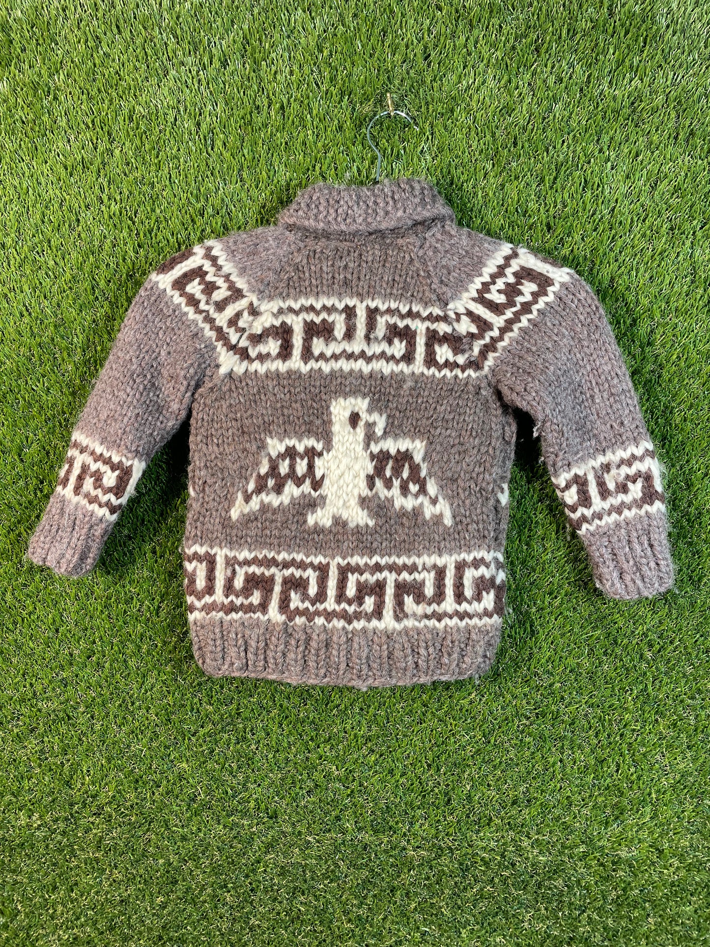 Cowichan Knit Brown and Cream Kid's Zip Up Sweater