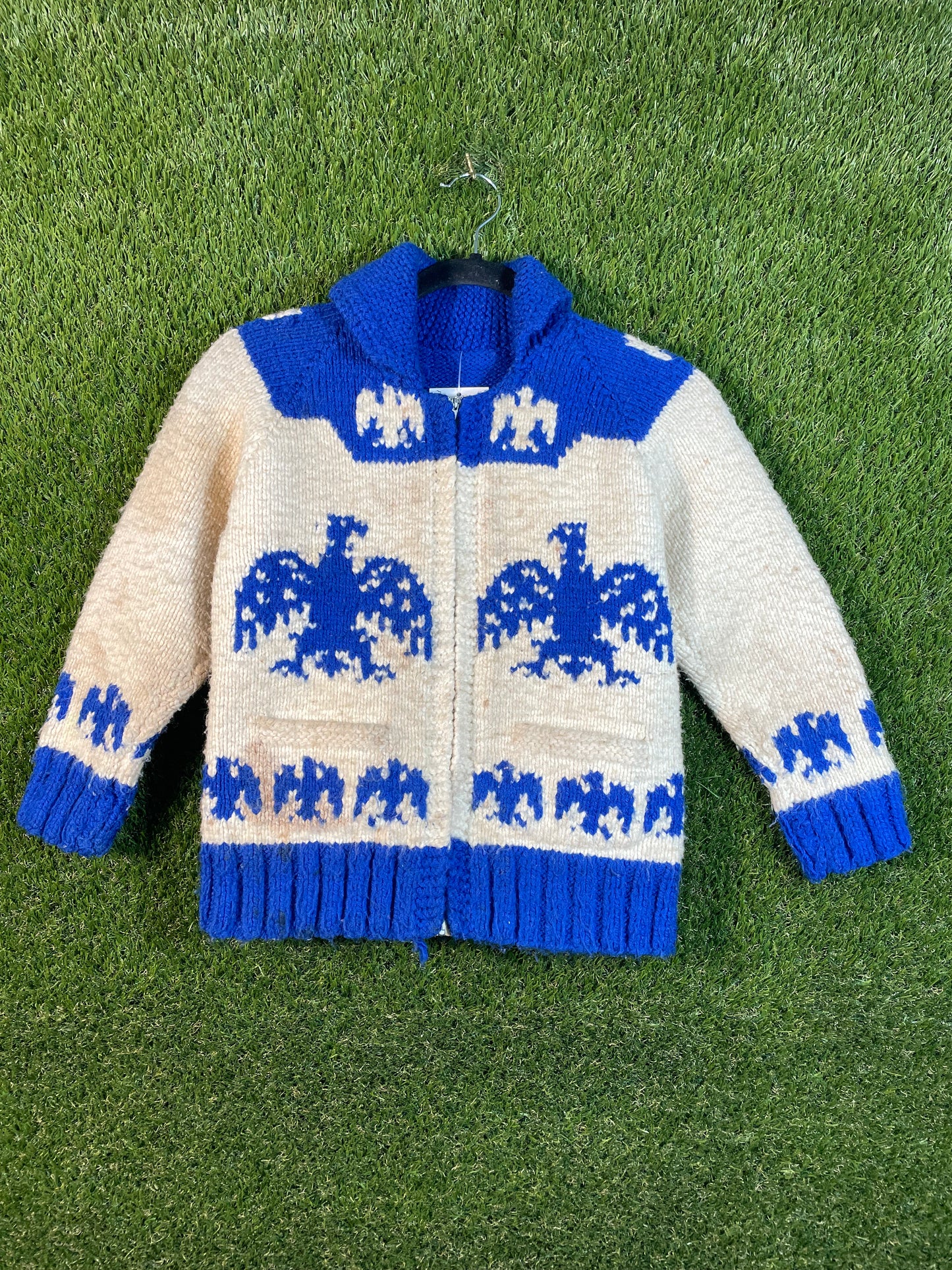 Cowichan Knit Blue and Cream Kid's Sweater