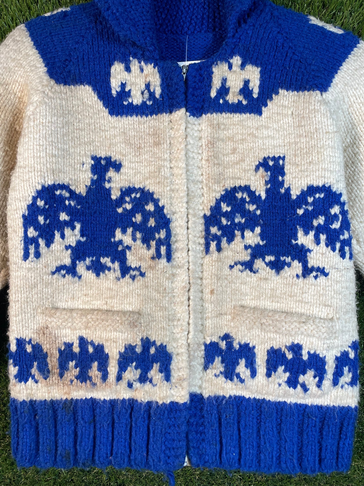 Cowichan Knit Blue and Cream Kid's Sweater