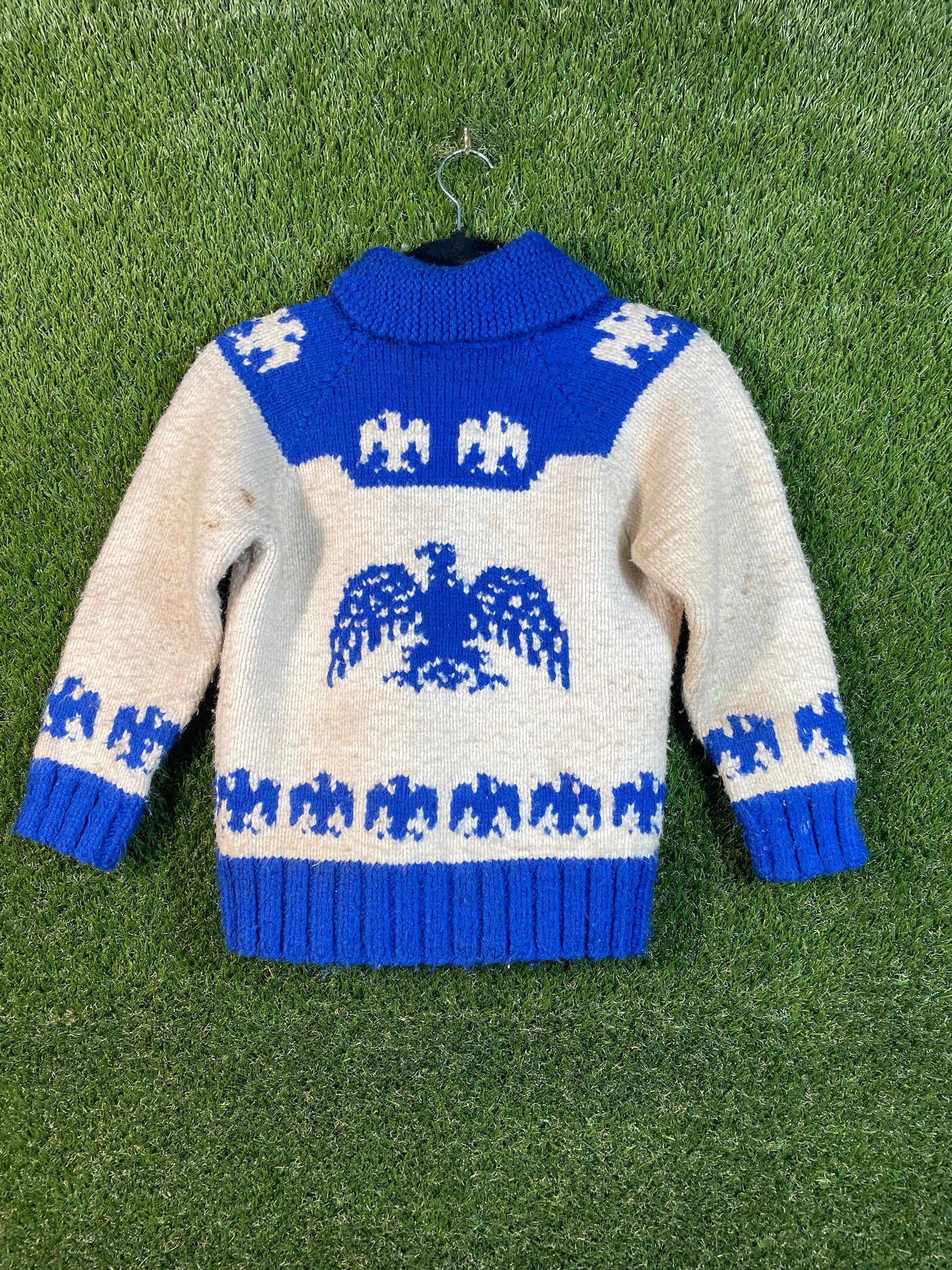 Cowichan Knit Blue and Cream Kid's Sweater