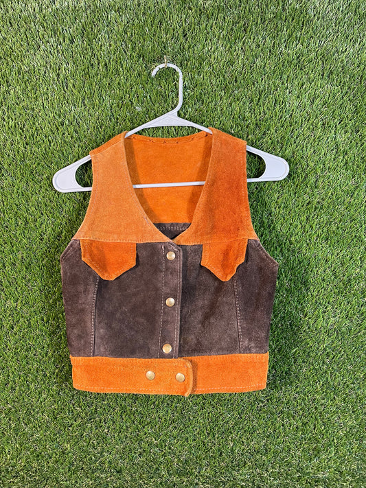 Leather Orange and Brown Kid's Vest