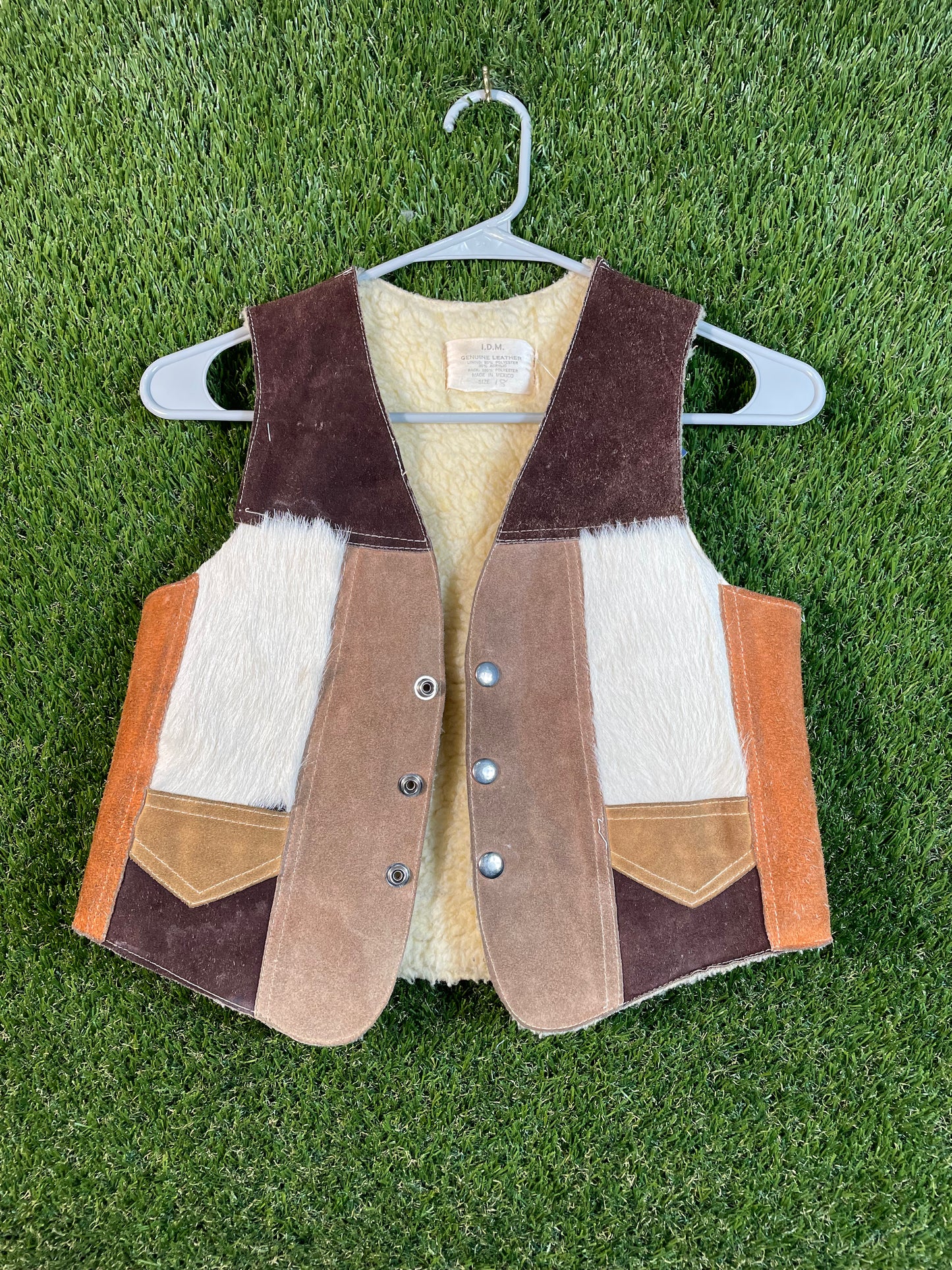 I.D.M Leather Brown and Orange Kid's Vest