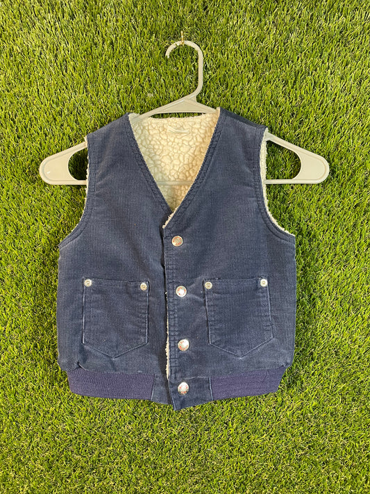 Corduroy Blue Kid's Button Up Vest