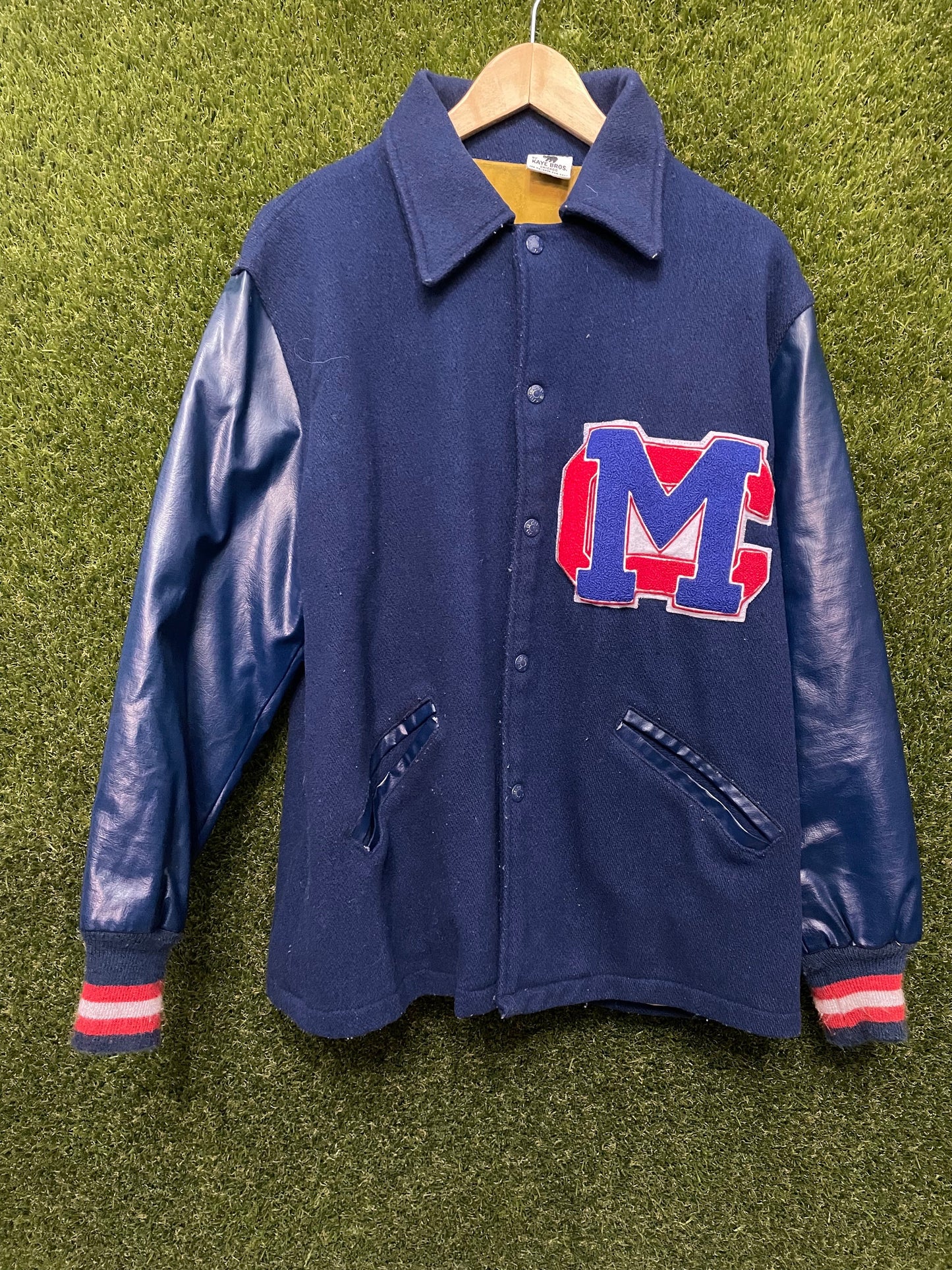 Kaye Bros. Letterman Jacket Blue MC Patch