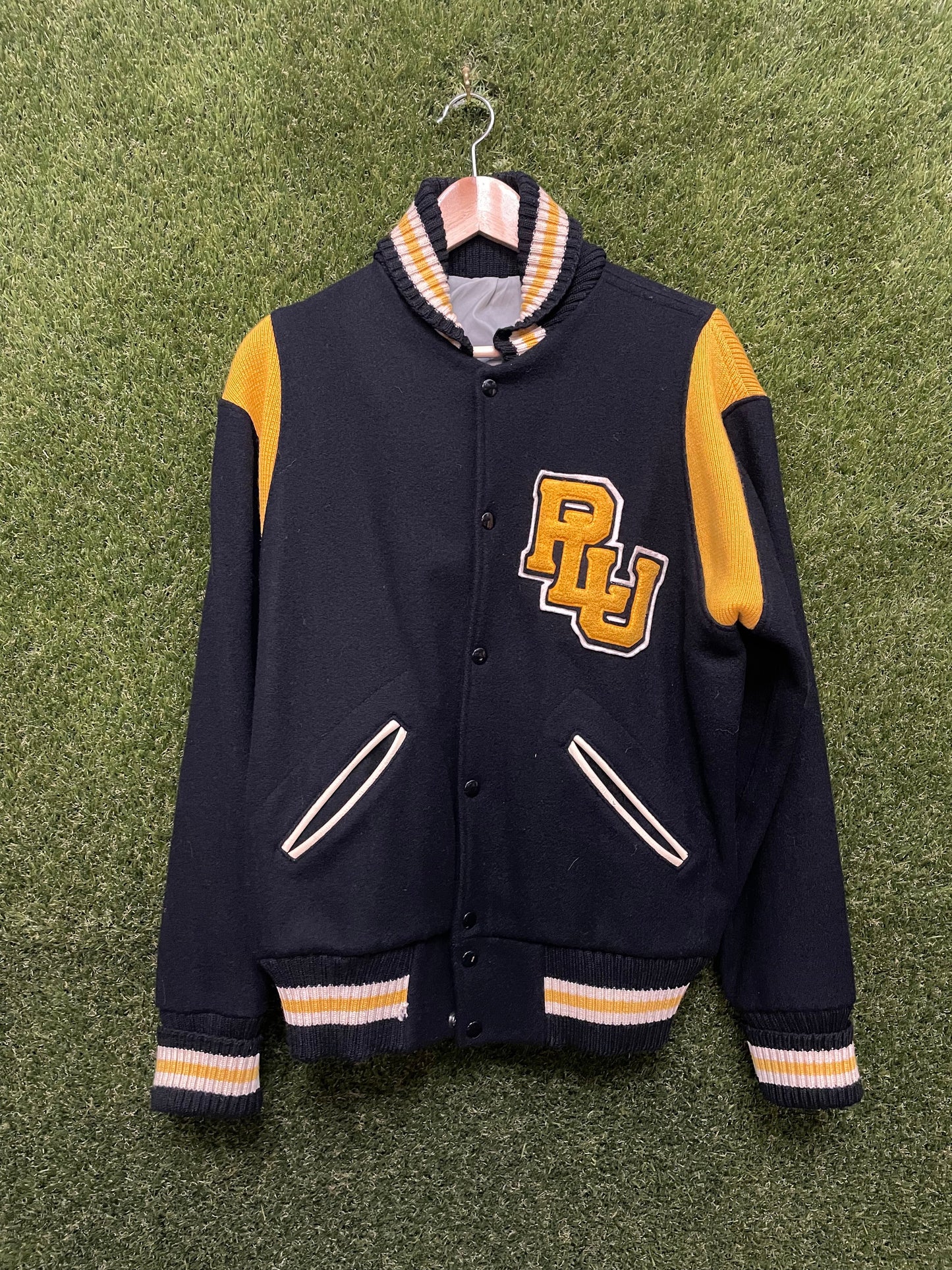 PLU Navy Yellow Letterman Jacket