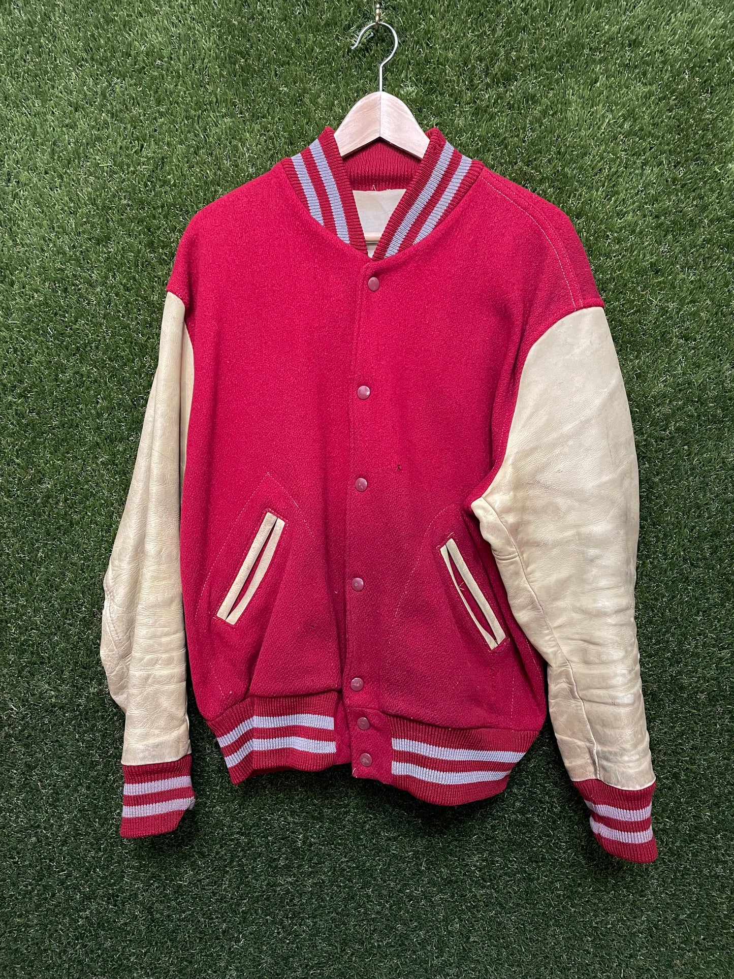 Red, Grey, Tan Letterman Jacket